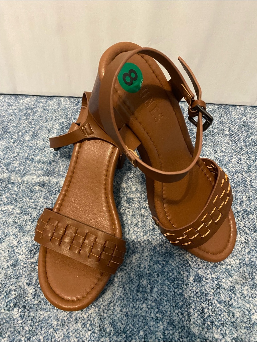 Woven Strap Tan Women's Ankle-Strap Sandals